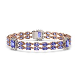 16.96 ctw Tanzanite & Diamond Bracelet 14K Rose Gold