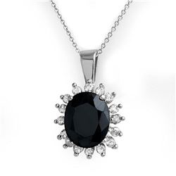 5.20 ctw Blue Sapphire & Diamond Pendant 14k White Gold
