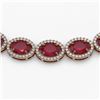Image 3 : 52.15 ctw Ruby & Diamond Micro Pave Halo Necklace 10k Rose Gold