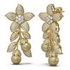 Image 2 : 3.05 ctw Diamond & Pearl Earrings 18K Yellow Gold