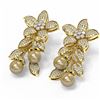 Image 3 : 3.05 ctw Diamond & Pearl Earrings 18K Yellow Gold
