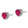 Image 2 : 10k White Gold 6 mm Polished Heart Created Ruby Earrings - 55 mm