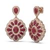 Image 2 : 19.42 ctw Ruby & Diamond Earrings 18K Rose Gold