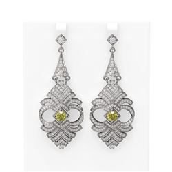 6.56 ctw Fancy Yellow Diamond Earrings 18K White Gold