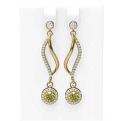 1.86 ctw Fancy Yellow Diamond Earrings 18K Yellow Gold