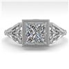 Image 1 : 1.0 ctw VS/SI Princess Diamond Engagment Ring Art Deco 18k White Gold