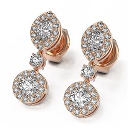 1.74 ctw Marquise Cut Diamond Designer Earrings 18K Rose Gold