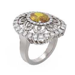 5.61 ctw Canary Citrine & Diamond Ring 18K White Gold