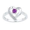 Image 1 : Sterling Silver Round Lab-Created Amethyst Diamond Heart Ring 1/4 Cttw