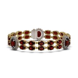16.47 ctw Garnet & Diamond Bracelet 14K Yellow Gold