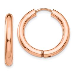 14k Solid Rose Gold Hinged Hoop Earrings