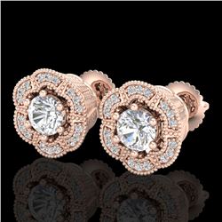 1.51 ctw VS/SI Diamond Solitaire Art Deco Stud Earrings 18k Rose Gold
