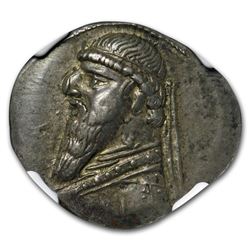 Parthian Empire AR Drachm Mithradates II (121-91 BC) XF NGC