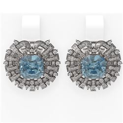 10.15 ctw Aquamarine & Diamond Earrings 18K White Gold