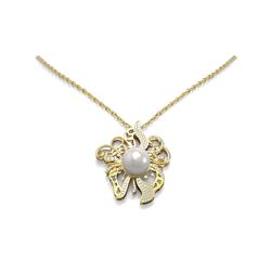 0.76 ctw Diamond & Pearl Necklace 18K Yellow Gold