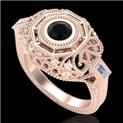 0.75 ctw Fancy Black Diamond Engagment Art Deco Ring 18k Rose Gold