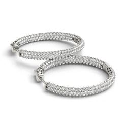 5 ctw Diamond VS/SI 36 MM Hoop Earrings Pave 14k White Gold