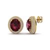 Image 2 : 9 ctw Garnet & Micro Pave VS/SI Diamond Earrings 18k Yellow Gold