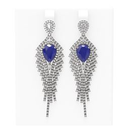 11.22 ctw Sapphire & Diamond Earrings 18K White Gold