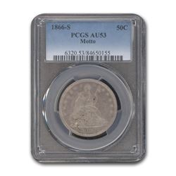 1866-S Liberty Seated Half Dollar AU-53 PCGS (Motto)