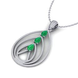 2 ctw Emerald & Micro Pave VS/SI Diamond Necklace 18k White Gold
