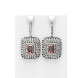 14.67 ctw Morganite & Diamond Earrings 18K White Gold