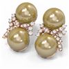 Image 3 : 0.96 ctw Diamond & Pearl Earrings 18K Rose Gold
