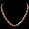 Image 1 : 31.96 ctw Multi Color Sapphire & Diamond Micro Pave Necklace 10k Rose Gold