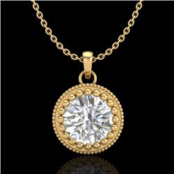1 ctw VS/SI Diamond Solitaire Art Deco Necklace 18k Yellow Gold