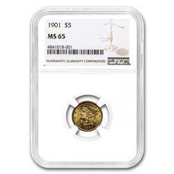 1901 $5 Liberty Gold Half Eagle MS-65 NGC