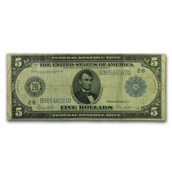 1914 (B-New York) $5.00 FRN Fine
