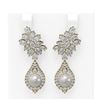 Image 1 : 7.05 ctw Diamond & Pearl Earrings 18K Yellow Gold