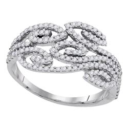 10kt White Gold Round Diamond Curled Strand Band Ring 1/2 Cttw