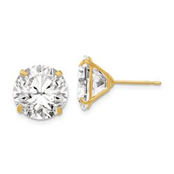 14k 11 mm Round Zirconia Post Earrings