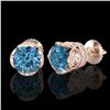 Image 2 : 3 ctw Fancy Intense Blue Diamond Art Deco Earrings 18k Rose Gold