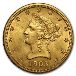1903-O $10 Liberty Gold Eagle AU Details (Cleaned)