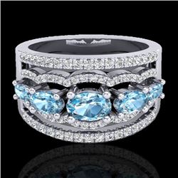 2.25 ctw Sky Blue Topaz & Micro Pave VS/SI Diamond Ring 10k White Gold