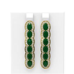 9.85 ctw Emerald & Diamond Earrings 18K Yellow Gold