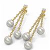 Image 3 : 1.21 ctw Diamond & Pearl Earrings 18K Yellow Gold