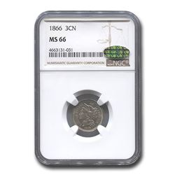 1866 Three Cent Nickel MS-66 NGC CAC