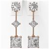 Image 2 : 2.32 ctw Princess Cut Diamond Designer Earrings 18K Rose Gold