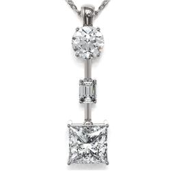 2.5 ctw Princess Cut Diamond Designer Necklace 18K White Gold