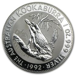 1992 Australia 1 oz Silver Kookaburra BU
