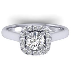 1.01 ctw Certified VS/SI Diamond Solitaire Halo Ring 14k White Gold
