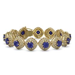 37.35 ctw Sapphire & Diamond Victorian Bracelet 14K Yellow Gold
