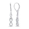 Image 1 : Sterling Silver Round Diamond Infinity Dangle Earrings 1/5 Cttw