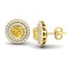 Image 2 : 2 ctw Citrine & Micro Pave VS/SI Diamond Stud Earrings 18k Yellow Gold