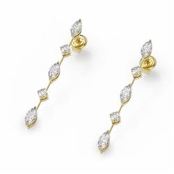 2.1 ctw Marquise Cut Diamond Designer Earrings 18K Yellow Gold