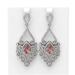 9.86 ctw Morganite & Diamond Earrings 18K White Gold