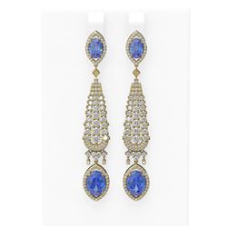 10.74 ctw Tanzanite & Diamond Earrings 18K Yellow Gold